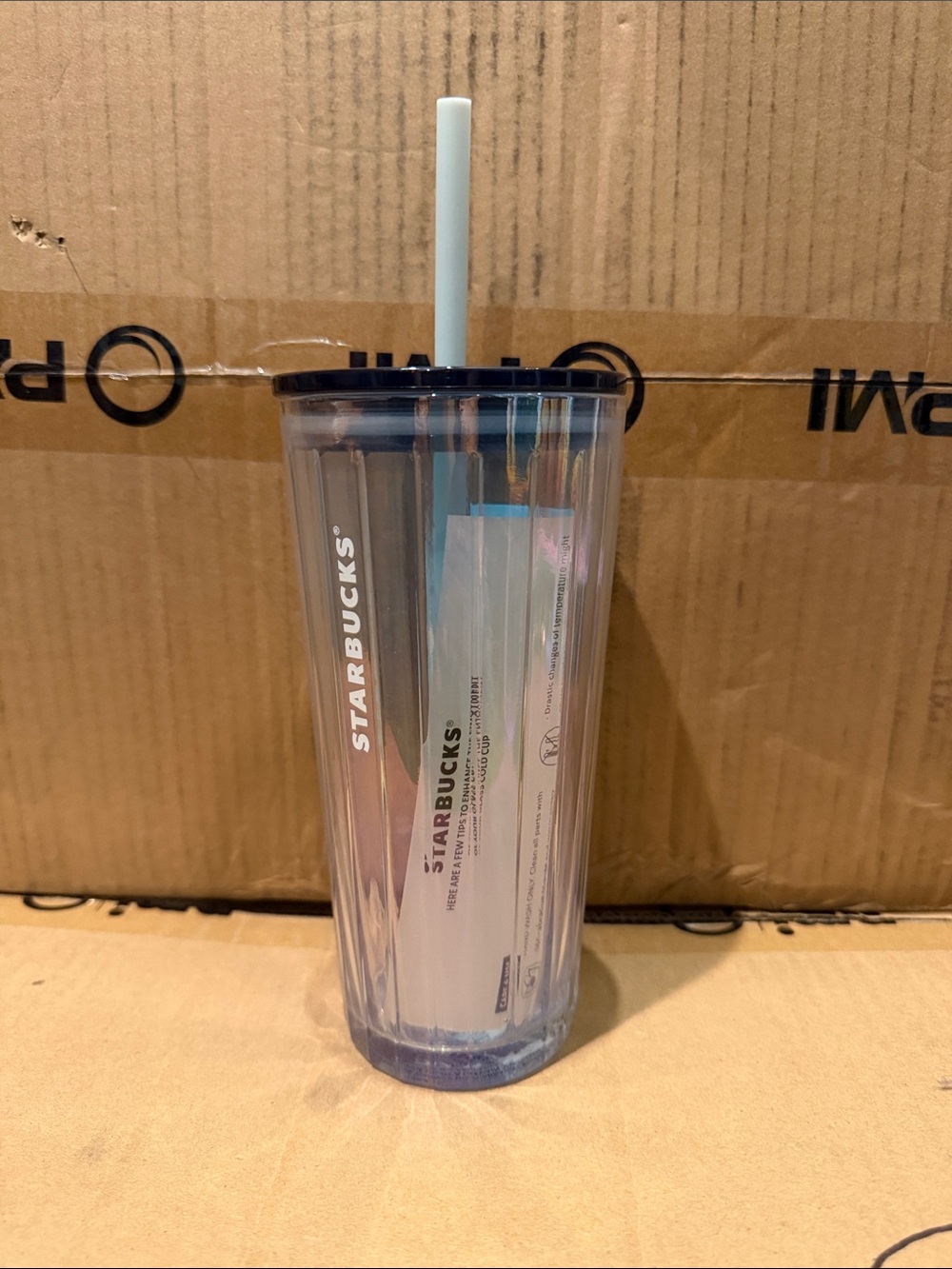 Starbucks Iridescent Light Blue Tumbler with Straw